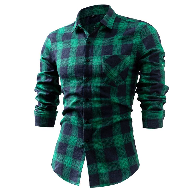 Men's Flannel Shirt – Soft Brushed Cotton Long Sleeve Plaid Shirt (38-44, Anti-Wrinkle & Breathable, Streetwear Essential For Layering)_voghion.com
