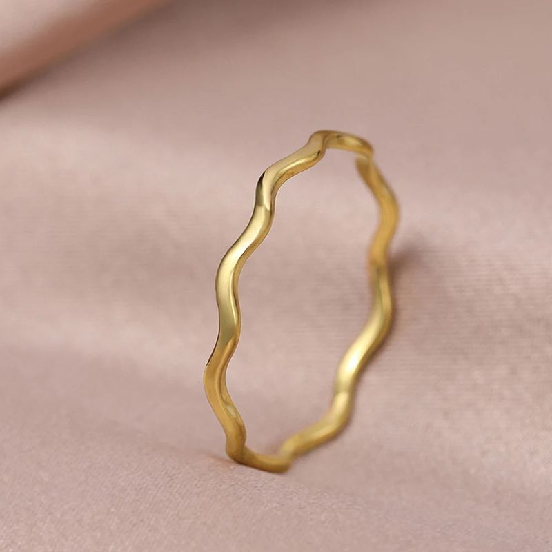 Hot sales Huitan Wave Shaped Finger Ring for Women Simple Stylish Thin Rings Temperament Versatile Female Accessories Stackable_voghion.com