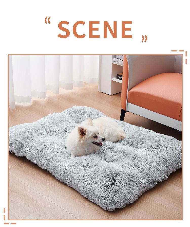 Fluffy Dog Crate Pad, Plush Fur Dog Bed For Extra Large Dogs, Calming XL Dog Bed For Crate, Soft Warm Dog Crate Mat With Non-Slip Bottom, Grey_voghion.com