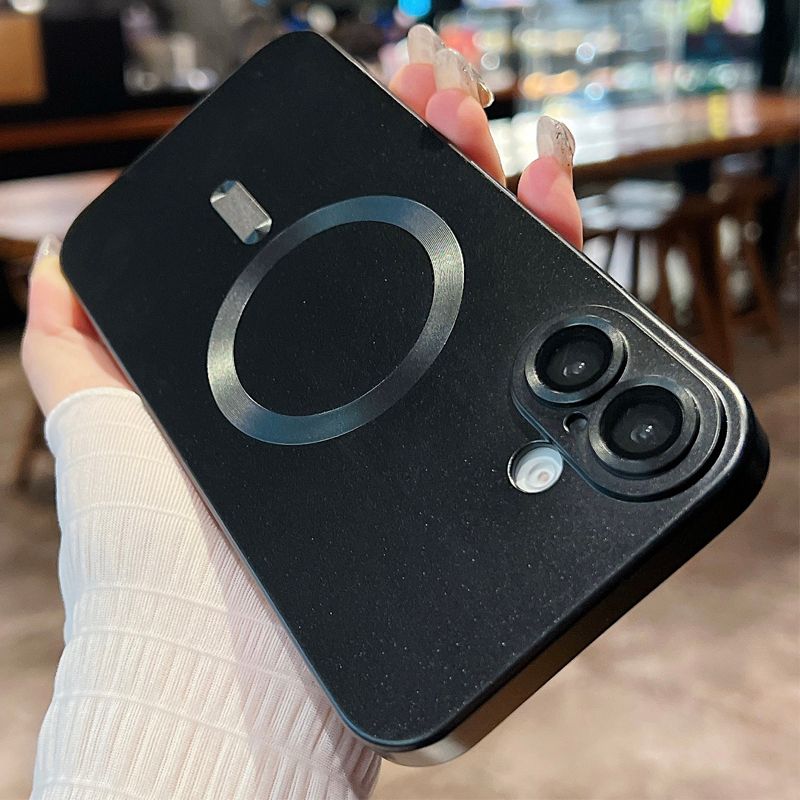 Luksuzni mat kovinski magnetni ovitek za telefon za iPhone 16 15 14 Plus 13 12 11 Pro Xs Max XR z brezžično polnilno zmogljivostjo_voghion.com