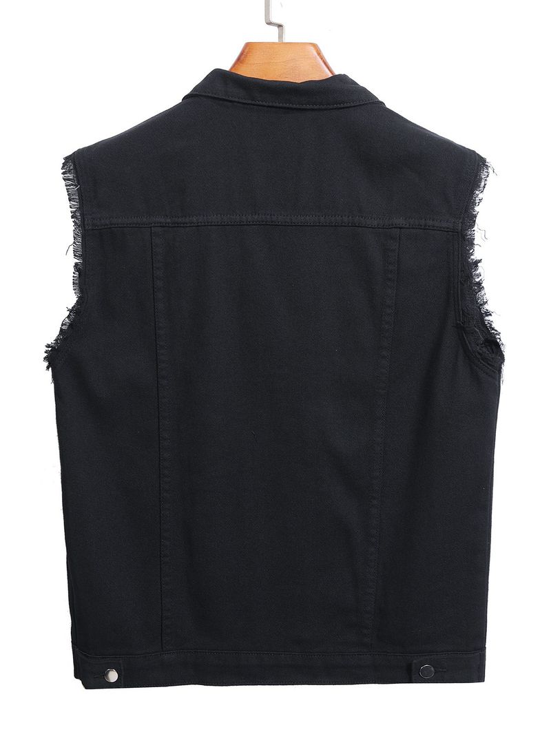 Men's Clothing New Style Trendy Fashion Denim Vest Simple And Versatile Casual Denim Jacket_voghion.com