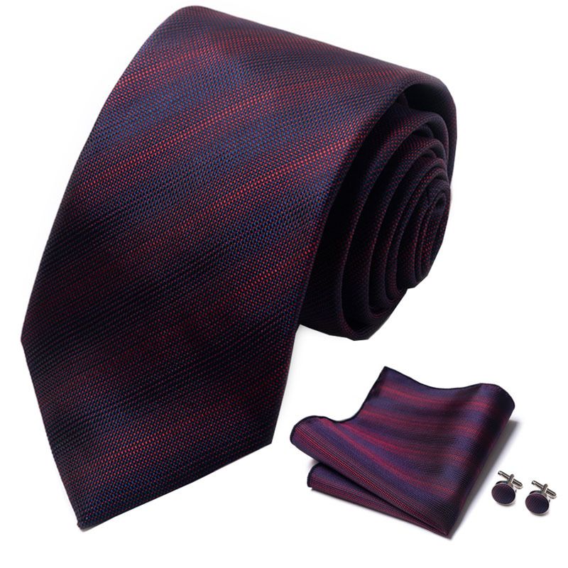 Corbata de seda de poliéster de alta calidad unisex para hombre, corbata formal de color sólido, bolsillo, toalla, gemelos, juego de jacquard_voghion.com