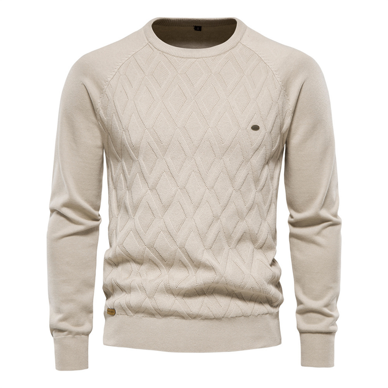 Autumn And Winter New Pure Cotton Men's Sweater Men's Sweater Pullover Solid Color Knitted Sweater Men_voghion.com