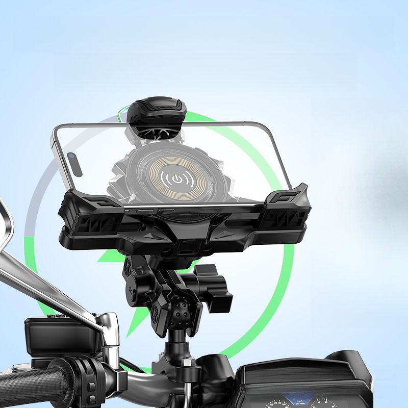 Motorcycle Three-Claw Fixed Electric Bike Clip Wired Charging Riding Phone Holder Rotatable_voghion.com