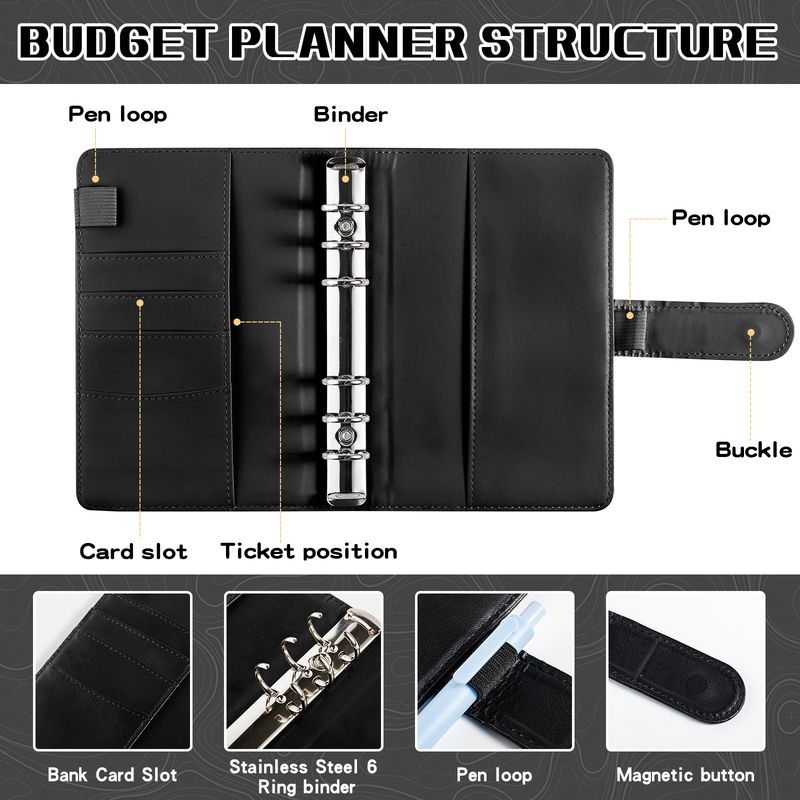 Carnets rechargeables, classeur laser, carnet créatif en PU, budget, feuilles mobiles, manuel, plan d'épargne_voghion.com