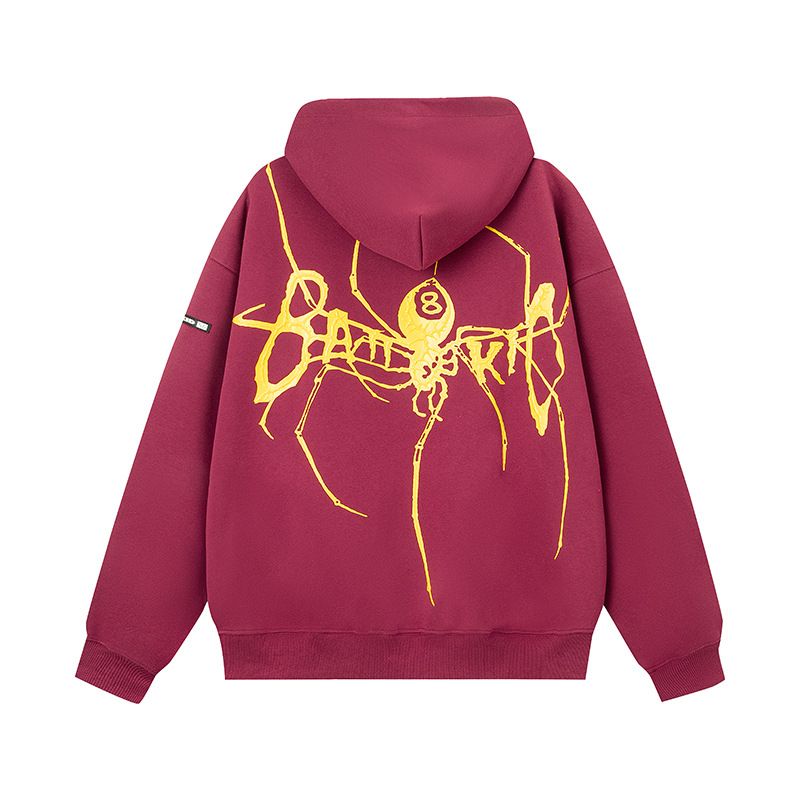 Felpa con cappuccio e stampa in schiuma Big Spider di American High, unisex, stile street, giacca cardigan hip hop ampia_voghion.com