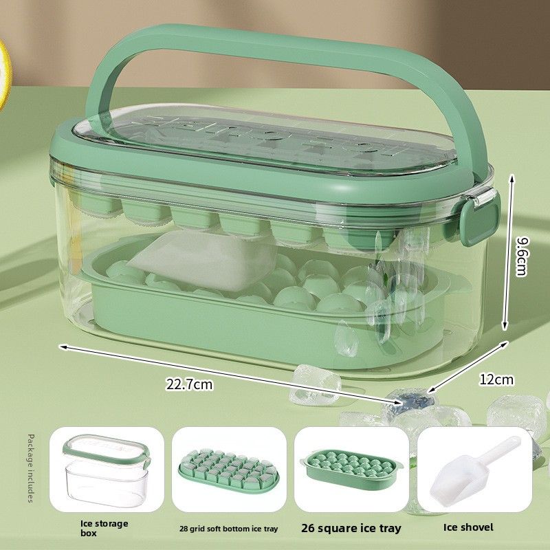 Ice Grid Ice Cube Mould Press Silicone Ice Grid Ice Hockey Plastic Portable Large Capacity Refrigerator Frozen Ice Cube Box Ice Box_voghion.com