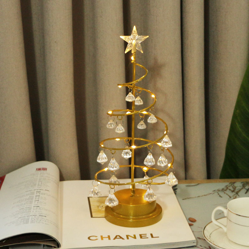 Albero di Natale, piccole luci notturne, luci colorate, luci sagomate, luci da scrivania per camera da letto con diamanti di cristallo, luci decorative, ornamenti natalizi_voghion.com