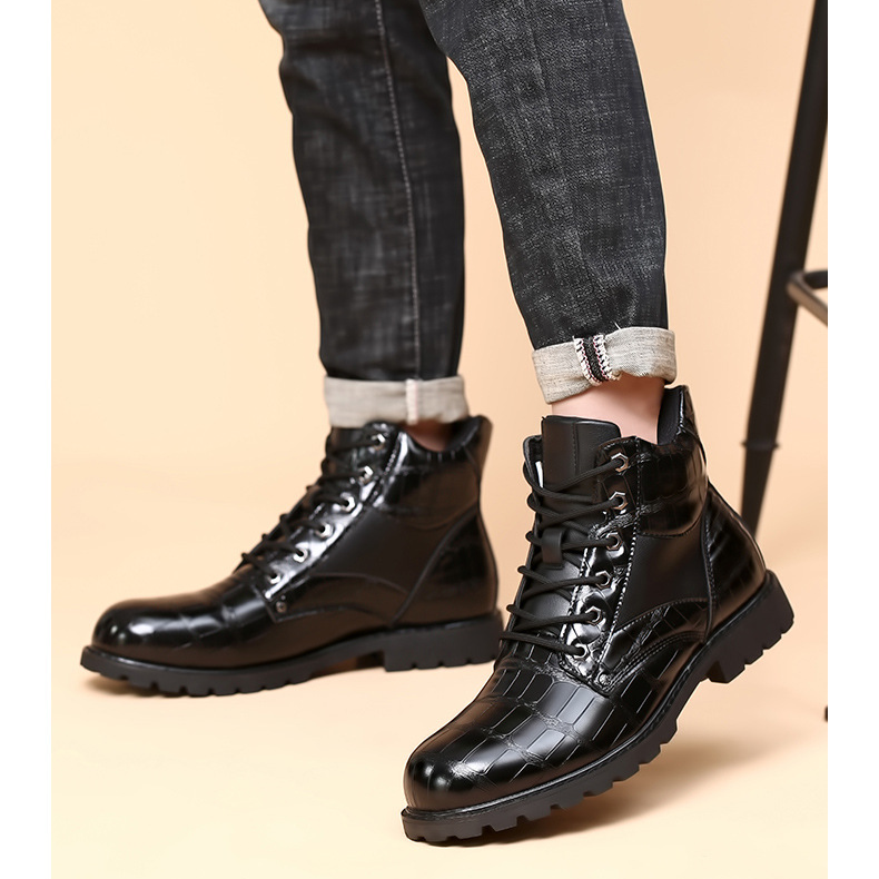 Scarpe da uomo retrò da uomo di grandi dimensioni Scarpe in pelle Stivali da uomo alla moda di media altezza_voghion.com
