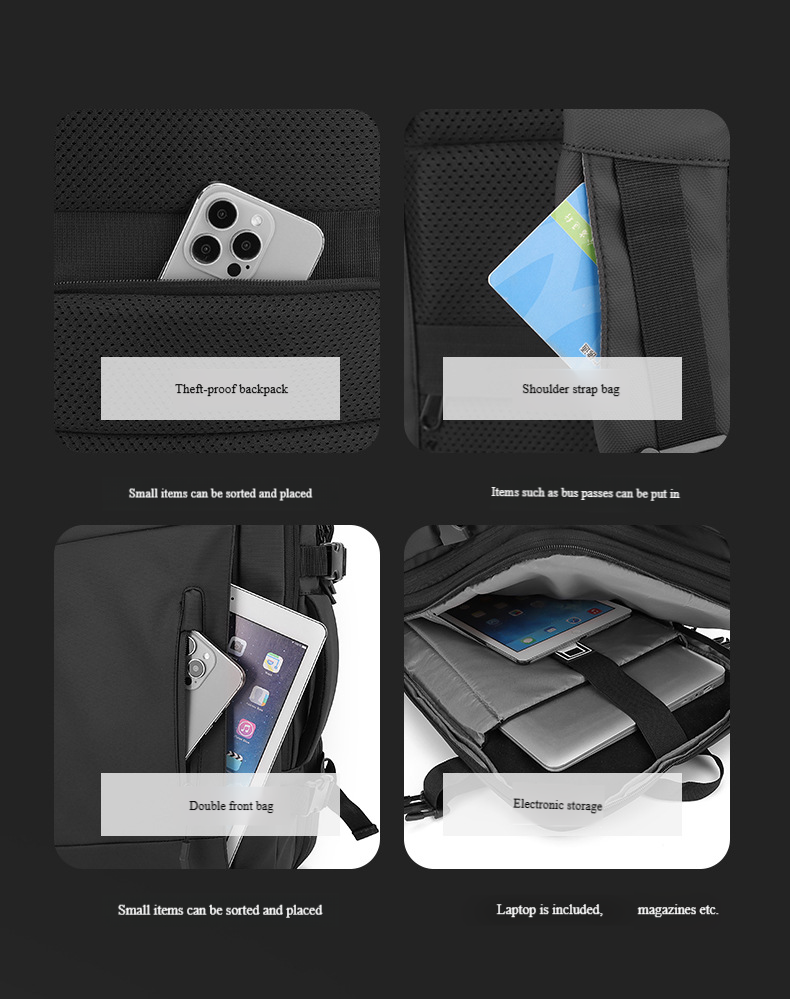 Men's backpack Travel bag can be expanded business bag large capacity backpack short business trip computer bag_voghion.com