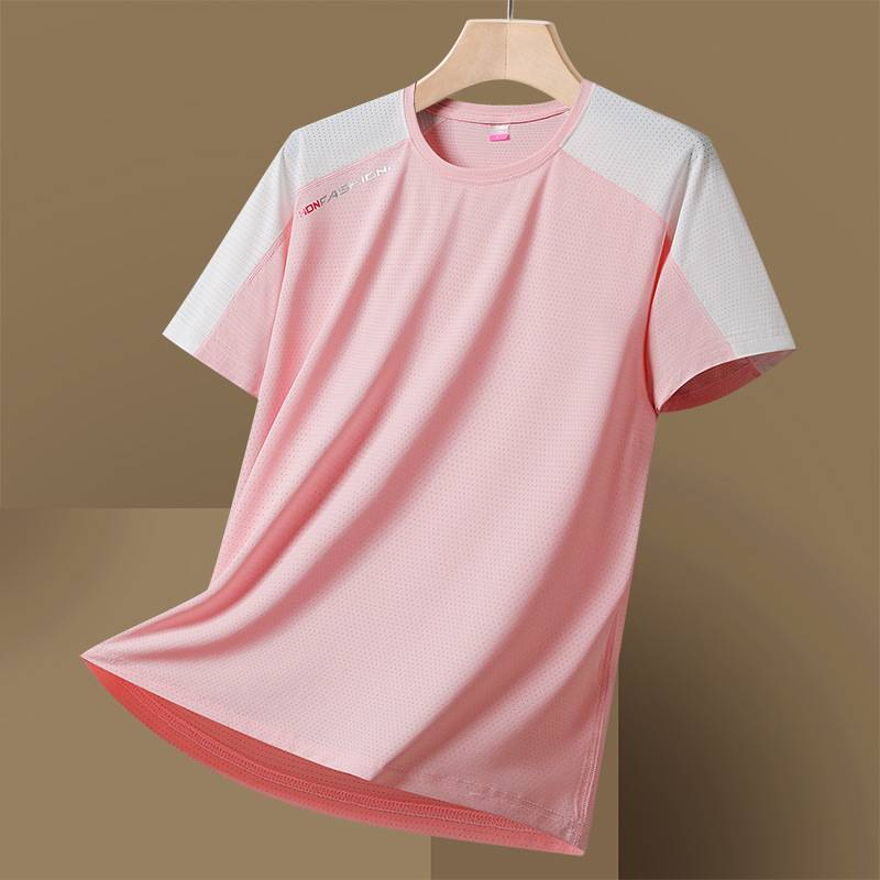 Men's Clothing Plus Size Ice Silk T Shirt Summer Men's Sports Running Couple Wear Quick Drying Short Sleeve Cool Breathable_voghion.com