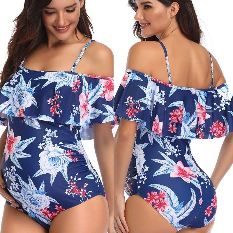 Costume da bagno intero premaman - Taglie forti, sexy e di supporto per la gravidanza, design a tinta unita, comodo per spiaggia e piscina._voghion.com