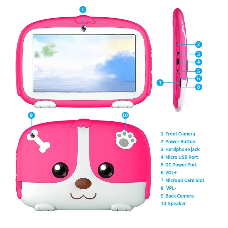 7" Kids Android Tablet - WiFi & Bluetooth, Child-Friendly Design_voghion.com