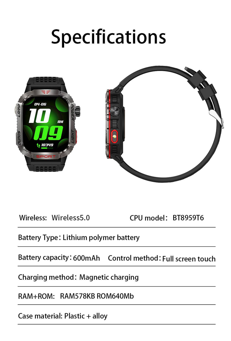 HT29 Bluetooth Akıllı Arama Saati Kalp Atış Hızı Kan Basıncı Kan Oksijen Sağlık İzleme Saati El Feneri_voghion.com