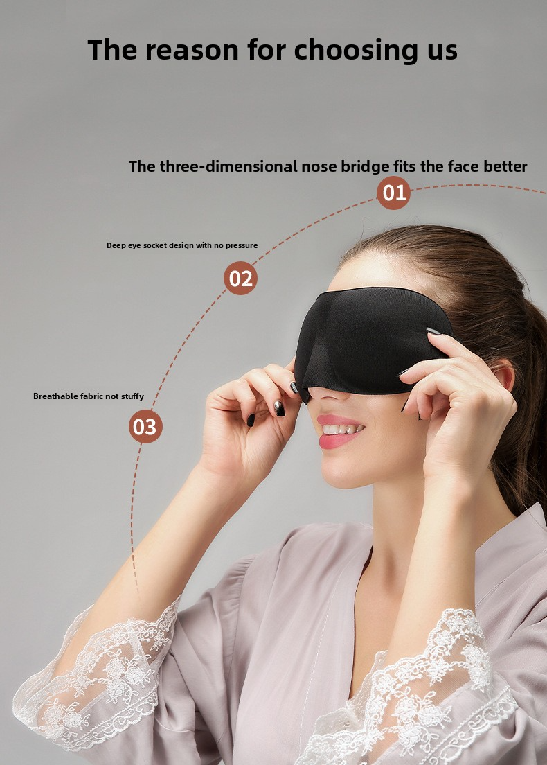 3D Contoured Sleep Mask - Lightweight & Breathable For Night Use (Soft & Comfortable Zero Pressure On Eyes & Eyelashes Blocks 100% Light)_voghion.com