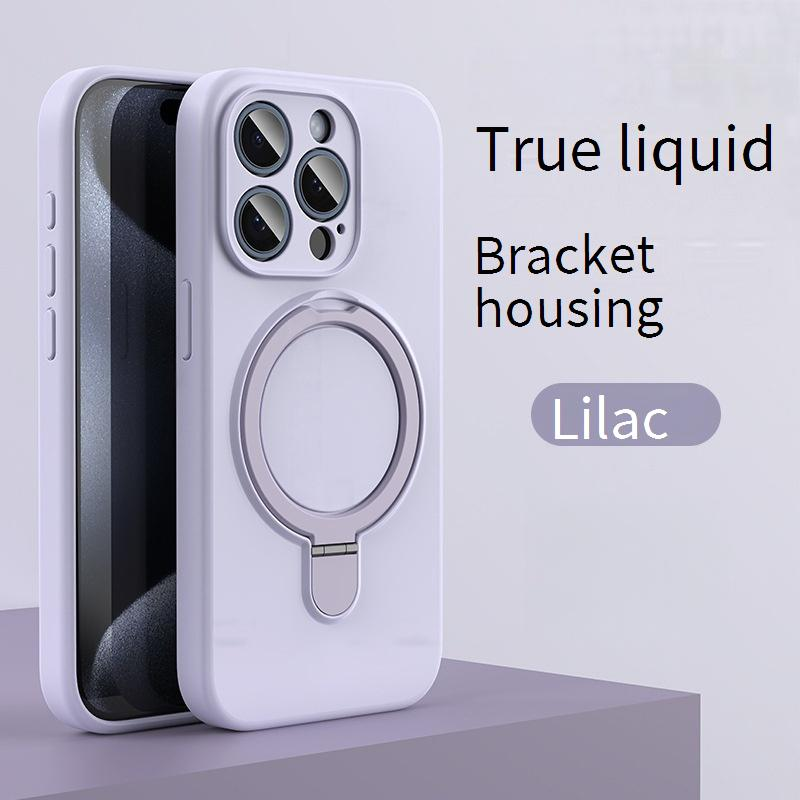 Magnetische Flüssigsilikonhülle mit Ständer für das iPhone 16 Pro Max – vollständiger Kameraschutz, rutschfester Griff, 360° stoßfeste Abdeckung_voghion.com