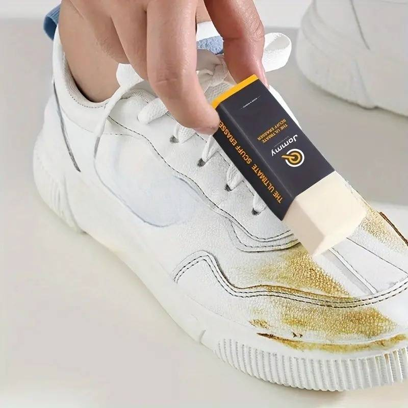 Premium Suede Eraser & Shoe Cleaner - Gentle Stain Remover For Sneakers, Suede & Nubuck Shoes - Reusable White & Black Eraser Sponge (Orange Case)_voghion.com