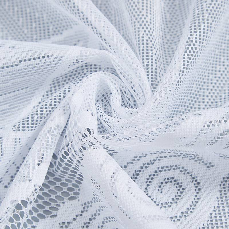 White Polyester Crochet Lace Door Curtain – 180x100cm Floral Cutout Panel For Kitchen, Study & Entryway – Lightweight Sheer Window Drape_voghion.com