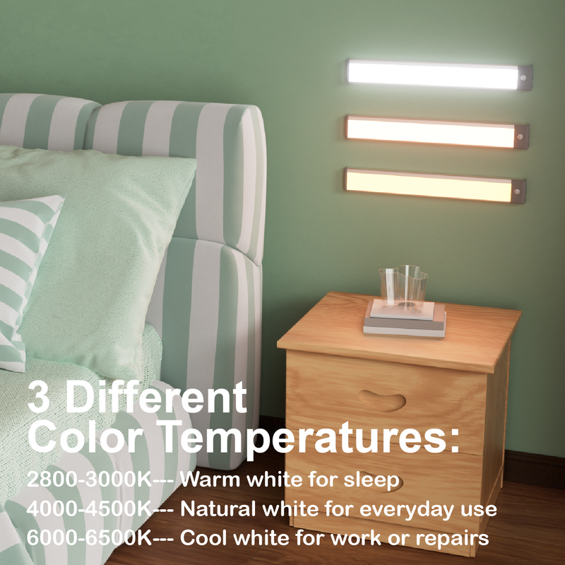 Lampe de placard à détecteur de mouvement 12,7 pouces, 60 LED, 3 couleurs (froid/naturel/blanc), rechargeable sans fil (lot de 2)_voghion.com