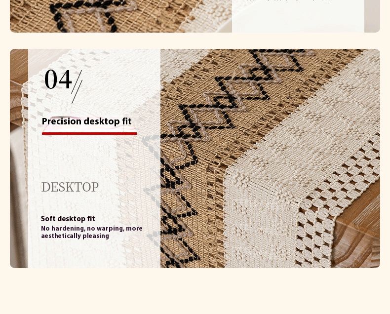 Tischläufer aus Leinen-Baumwolle – Schwarz & Beige, minimalistisches Dekor mit Quasten (33–273 cm, Streifen/Karos) für Ess- und Konsolentische_voghion.com
