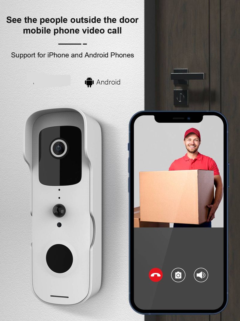 Slimme WiFi-videodeurbel – 1080P HD, compatibel met Alexa en Google Home, Tuya-app, 18650-batterij met laag stroomverbruik, nachtzicht, 2-weg audio_voghion.com