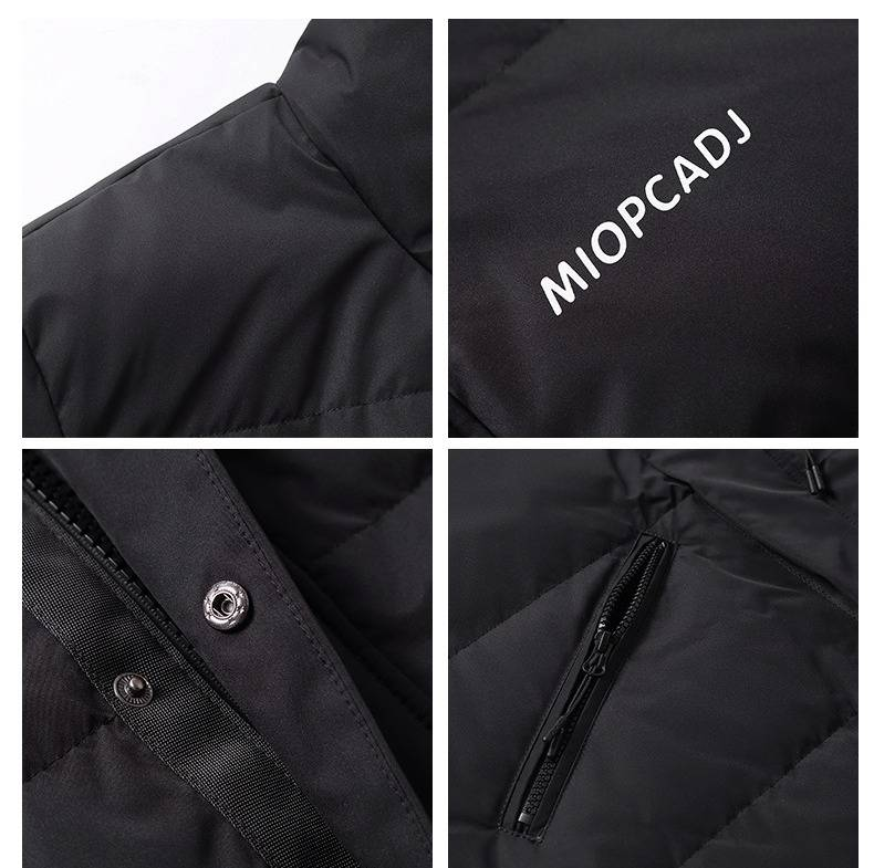 Parka lungo sfumato ombré per uomo e donna – Cappotto invernale in piumino d'anatra da 350 g con cappuccio antivento (S-3XL, lunghezza al ginocchio, unisex nero/bianco, potere riempitivo 600+)_voghion.com