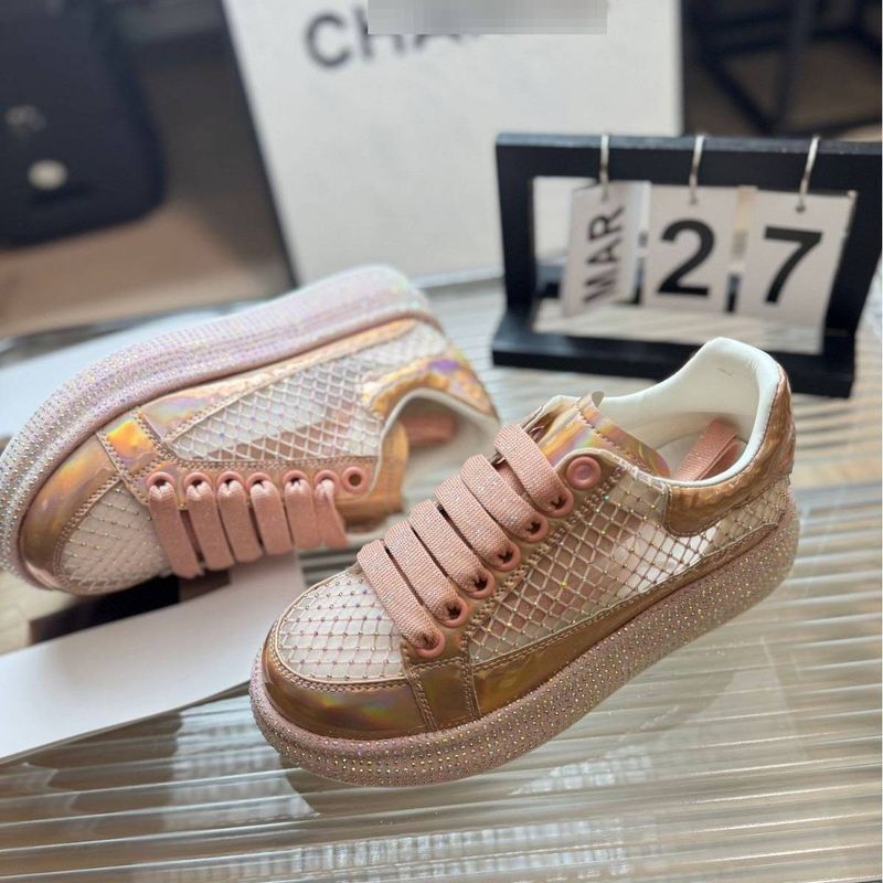 Sneakers con strass - Tomaia in mesh traspirante e glitter, comode scarpe basse con punta tonda per abbigliamento casual, scarpe da passeggio leggere estive_voghion.com
