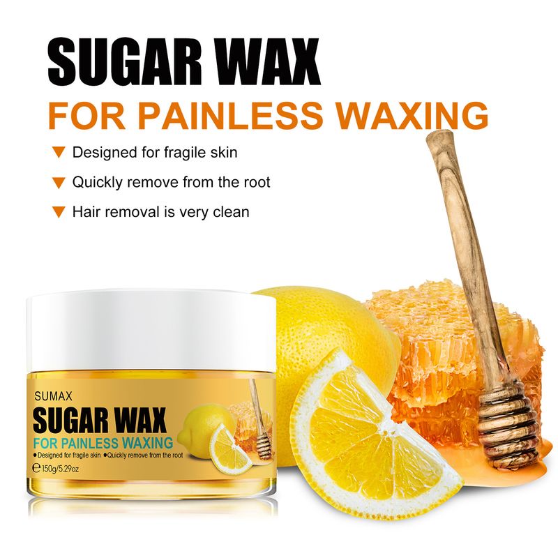 Honey Lemon Sugar Wax, Pure Natural Honey Wax Hair Removal Cream, Suitable For Leg, Chest, Hand, And Underarm Hair Removal, With A Scraper_voghion.com