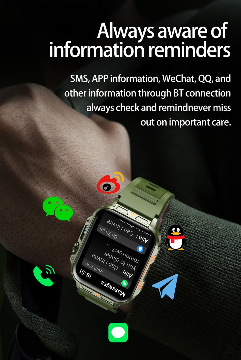 Reloj inteligente deportivo L81 para exteriores, para hombre, con respuesta a llamadas, batería grande, rastreador de actividad física, resistente al agua, compatible con iOS y Android._voghion.com