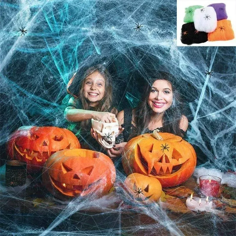 Künstliche Spinnennetz Halloween Dekoration Scary Party Szene Requisiten Weiß Stretchy Cobweb Horror Haus Home Decora Zubehör_voghion.com