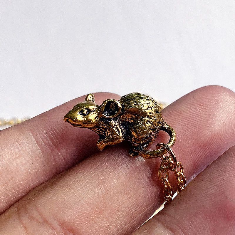 Collane Collana con ciondolo a forma di topo, roditore, ghiro e animale domestico_voghion.com