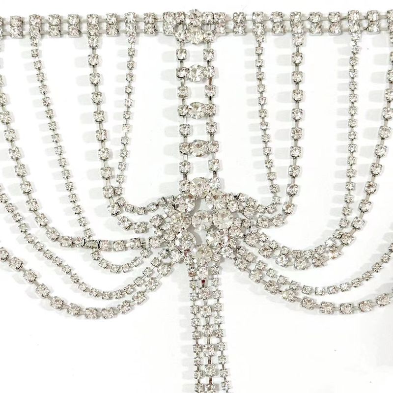 Lanț de umăr cu ciucuri și strasuri multistrat, vândut la modă, pentru femei, șal de corp cu cristale, pentru petrecere de nuntă_voghion.com