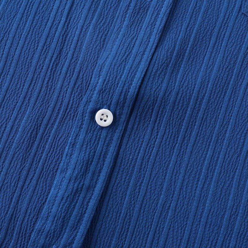 Goods 2024 summer new solid color lapel short sleeved shirt men's_voghion.com