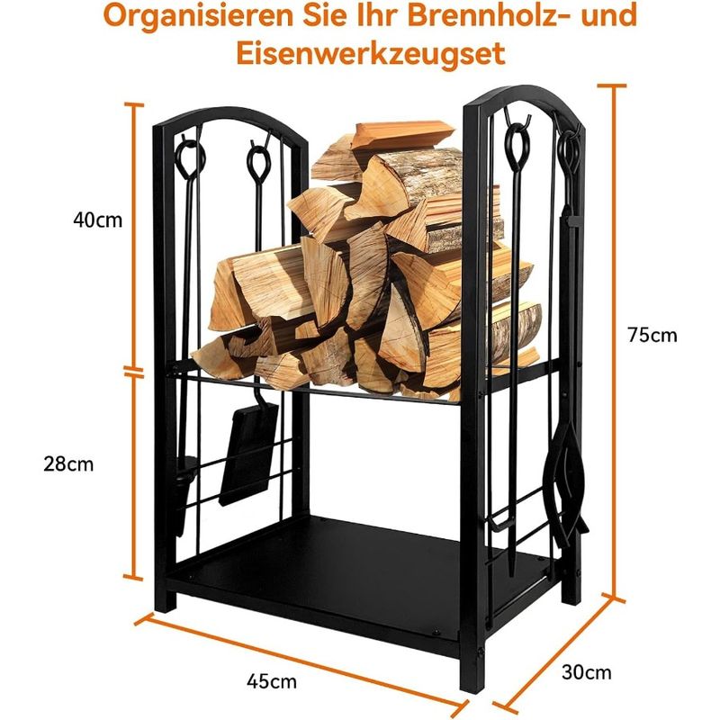 Fireplace Fireplace Firewood Rack 2Layer 4Piece Wood Firewood And Firewood Tools Metal Accessories With Indoor Stove Set S Rack_voghion.com