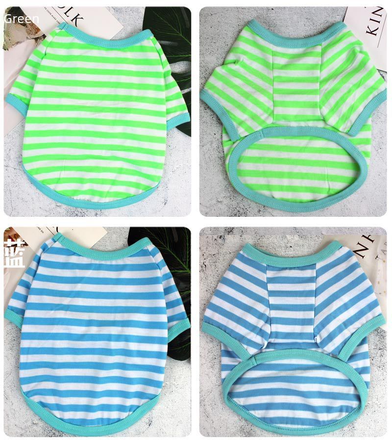 Nuovi vestiti estivi per cani, abbigliamento per animali domestici, maglietta a righe con scollo rotondo, taglia media e piccola, Bomei Teddy, primavera ed estate, sottile_voghion.com