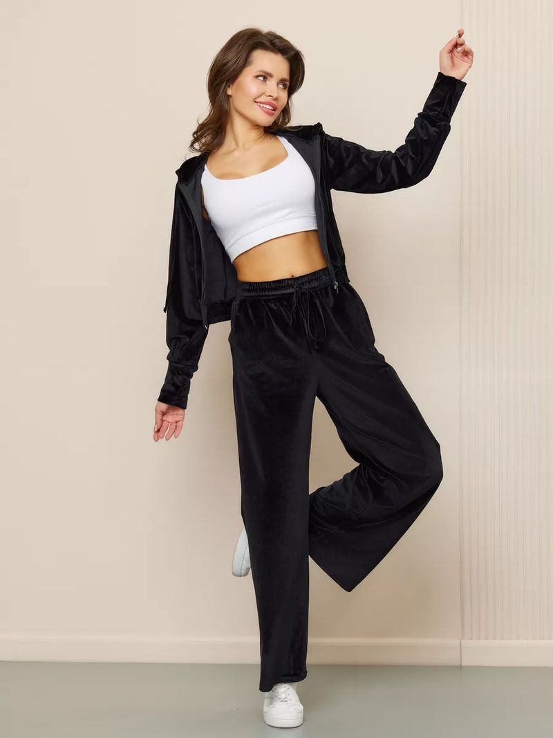 Roupas femininas da moda casual cor sólida zíper cardigan raposa prateada lã moletom com cadarço calças conjunto de duas peças_voghion.com