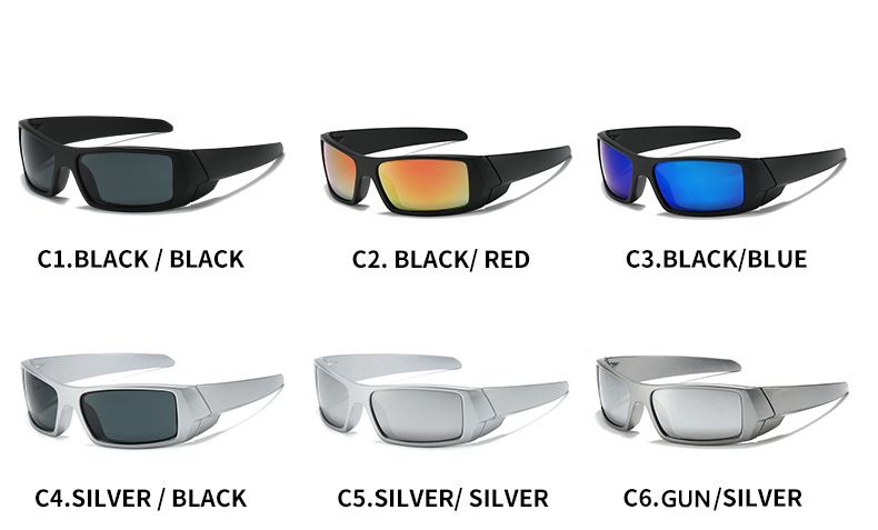 Nei Arrivée Y2K Sport Punk Sonnebrëller Fraen Männer 2024 Mark Designer Quadratesch Brëll Sonnebrëller UV400 Faarweg Spigel Moud Brillen_voghion.com