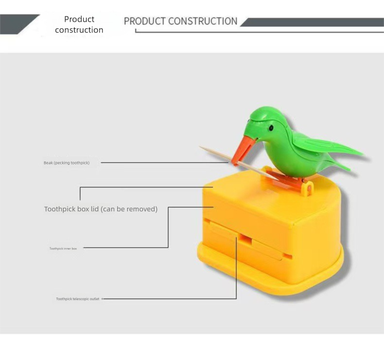 Smart Holder Storage Household Jar Press Automatic Ejection Bird Toothpick Tube Cute_voghion.com