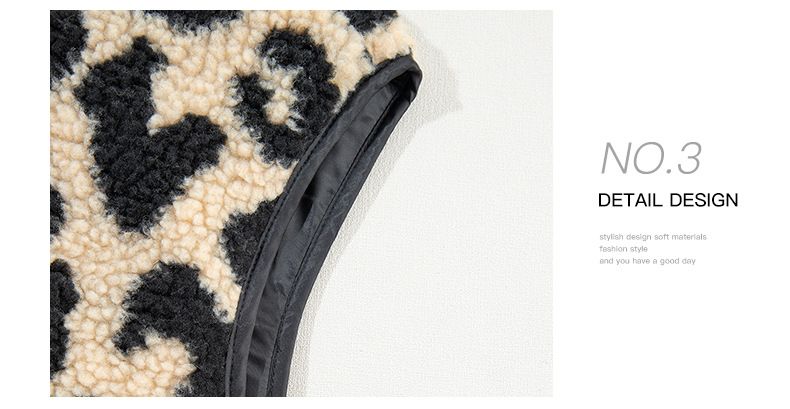 Shiying Fashion Simple Versatile Coat Women's Autumn and Winter New Collection Leopard Print Front Button Plush Vest_voghion.com