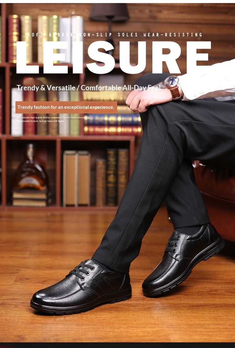 Chaussures de travail Glide Glide Winter Top Layer en cuir de vachette antidérapant pour homme, en cuir souple rembourré, style chef/hôtel, résistantes à l'usure et imperméables, pour une allure décontractée._voghion.com