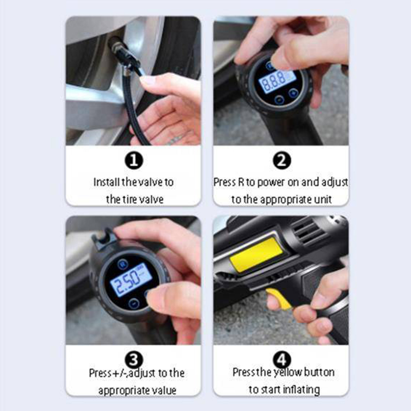 Revolutioner din dækpumpe Trådløs intelligent digital skærm Bærbar håndholdt bilcykelpumpe_voghion.com