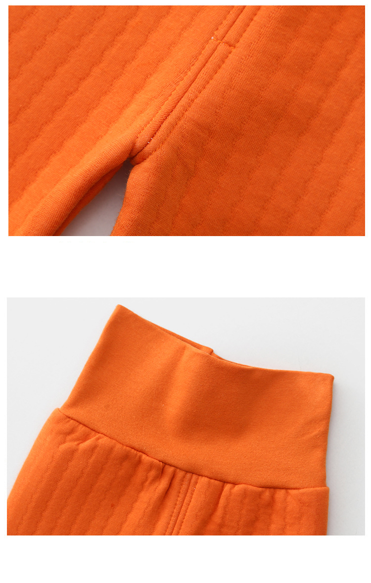 Children's Thermal Underwear High Waist Belly Care Set Cotton Baby Long Johns Three Layers Warm Thick Children's Clothing_voghion.com