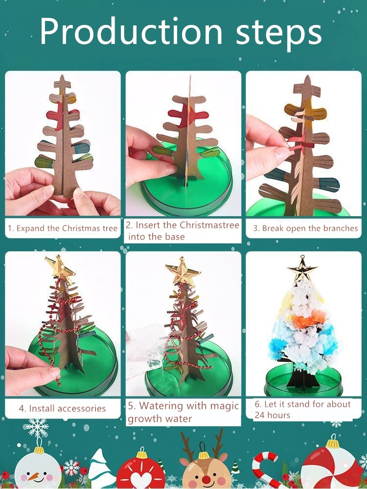 Christmas paper, handmade trees, blooming, watering, children's toys, decorations, and ornaments_voghion.com