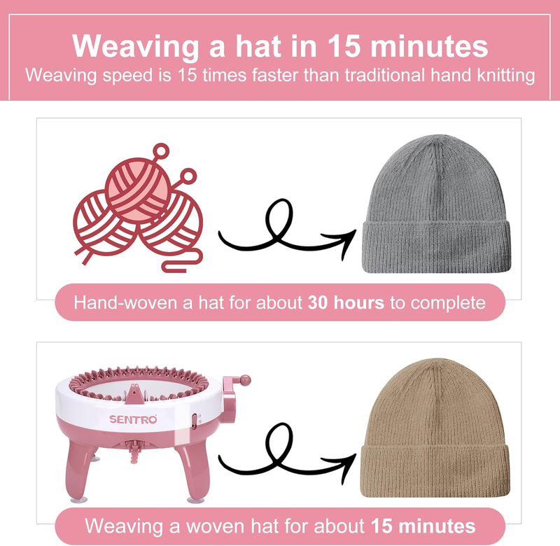 Strikkemaskine håndstrikket sweater hue tørklæde artefakt uld automatisk håndlavet børnehusholdningsvæv kvindelegetøj_voghion.com