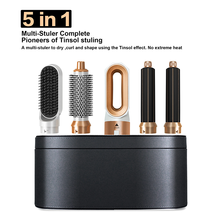 in1 New 5 Curling Iron Straightener With Brush Hairdryer For Dryer Hair Multi Styler_voghion.com