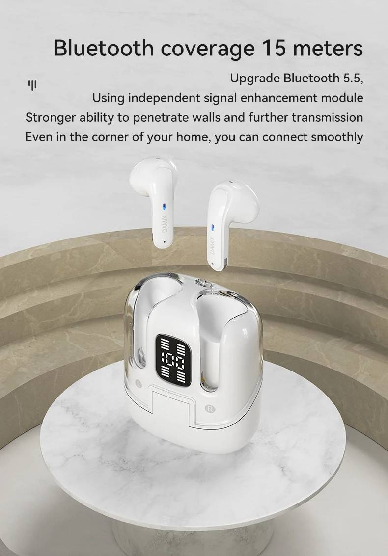 2024 NUOVI auricolari DX-16 coppia TWS cuffie wireless ENC cancellazione del rumore Bluetooth 5.5 auricolari HD chiamata stereo cuffie sportive con microfono_voghion.com