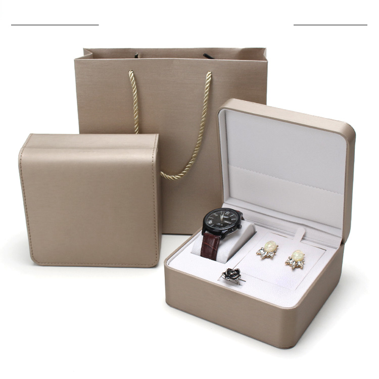 Watch 3-piece Box Earrings Ring Jewelry Storage Box Pellet Velvet Internal Pu Leather Gift Box_voghion.com