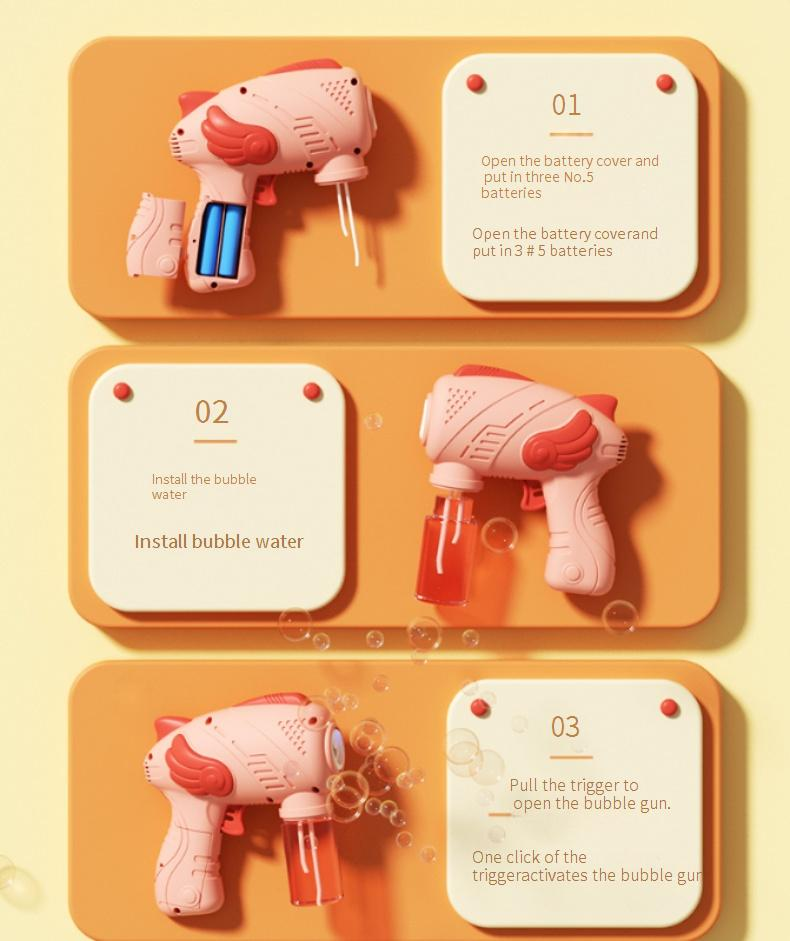 Automatische Gatling-Seifenblasenpistole mit einem Loch – Hand-Seifenblasenblaster mit Seifenblasenlösungsstab für Kinder_voghion.com