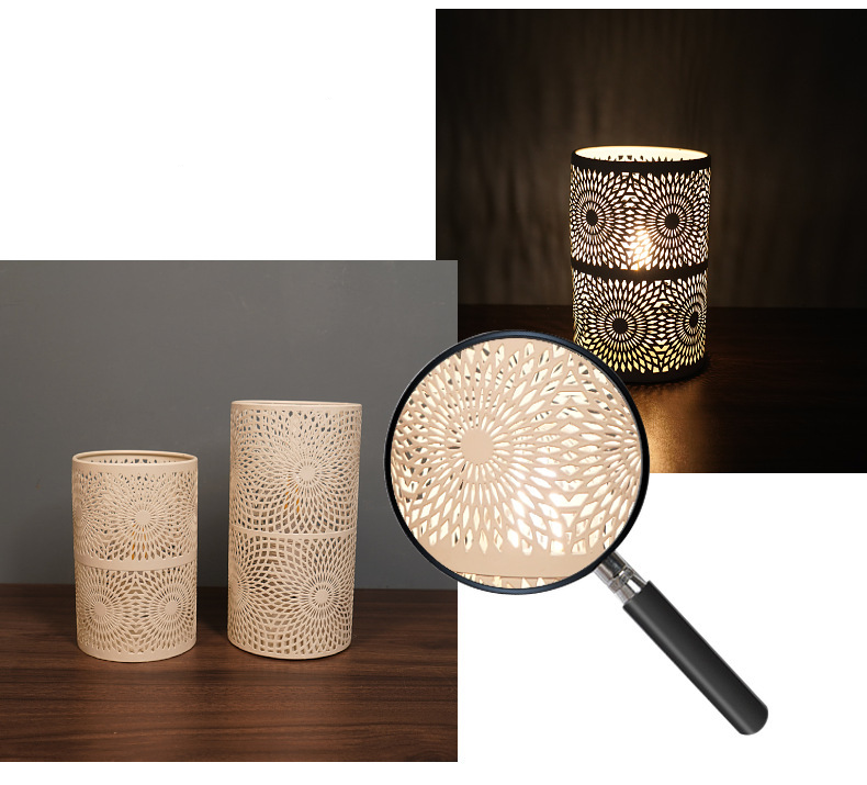 Portacandele creativi in ferro cavo, lanterna a vento semplice, lanterna bianca, ornamenti, regalo romantico per la casa_voghion.com