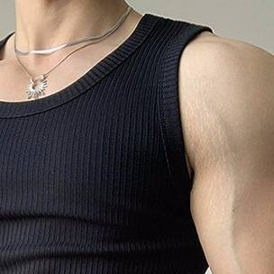 Ärmelloses Workout-Tanktop für Herren – Muscle Fit, geripptes Design, atmungsaktiv und dehnbar (M-4XL, Schwarz/Weiß)_voghion.com